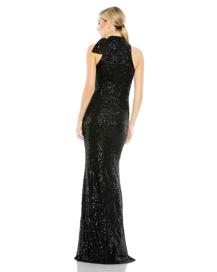 Ieena For Mac Duggal Sequined Soft Tie Halter Neck Column Gown 5 Ieena For Mac Duggal Sequined Soft Tie Halter Neck Column Gown