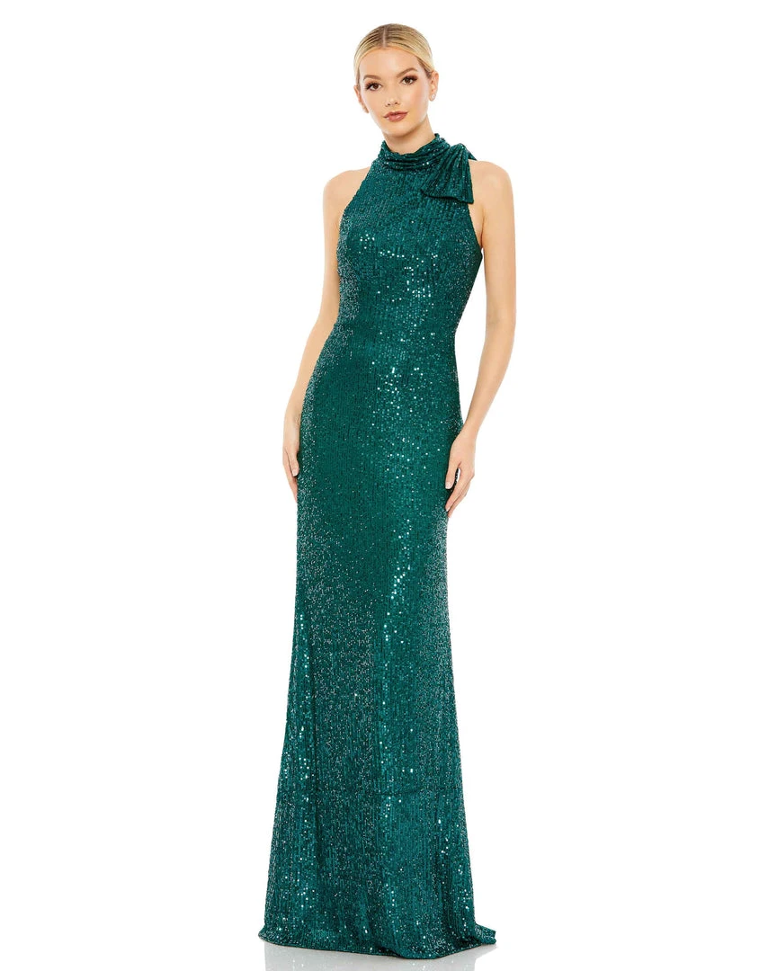 Ieena For Mac Duggal Sequined Soft Tie Halter Neck Column Gown 1 Ieena For Mac Duggal Sequined Soft Tie Halter Neck Column Gown