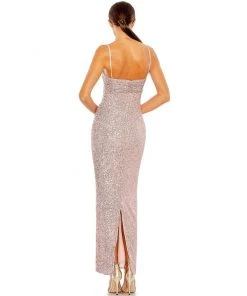 Ieena For Mac Duggal Sequined Strappless Faux Bow Column Gown Bridesmaid Dresses