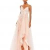 Mac Duggal Floral Embellished Sleeveless High Low Gown