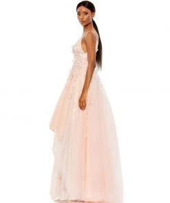 Mac Duggal Floral Embellished Sleeveless High Low Gown