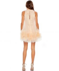 Mac Duggal Halter Neck Flowy Petal A Line Mini Dress Shop For