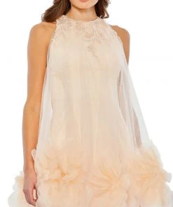 Mac Duggal Halter Neck Flowy Petal A Line Mini Dress Shop For