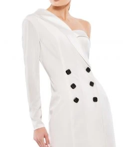 Ieena For Mac Duggal Shop For One-Shoulder Tuxedo Cocktail Dress