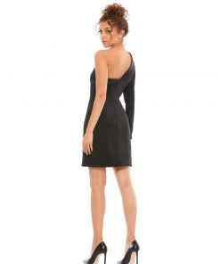 Ieena For Mac Duggal Shop For One-Shoulder Tuxedo Cocktail Dress
