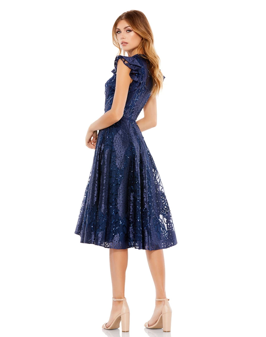 Mac Duggal Flutter Sleeve Sequin Appliqué Cocktail Dress 2 Mac Duggal Flutter Sleeve Sequin Appliqué Cocktail Dress