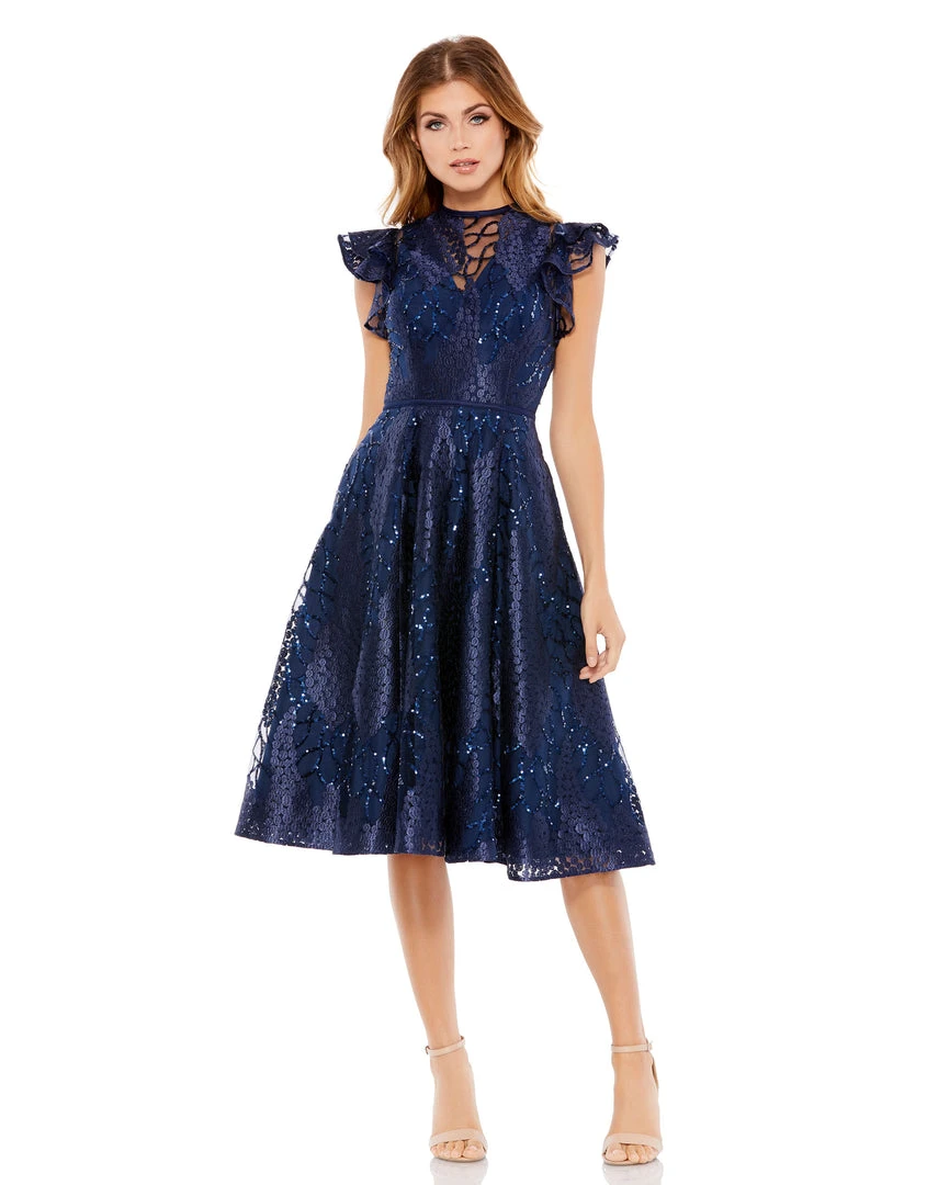 Mac Duggal Flutter Sleeve Sequin Appliqué Cocktail Dress 1 Mac Duggal Flutter Sleeve Sequin Appliqué Cocktail Dress