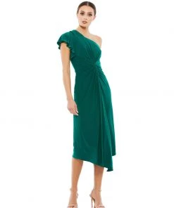 Mac Duggal Ruffled Asymmetric Midi Jersey Gown 18 Mac Duggal Ruffled Asymmetric Midi Jersey Gown