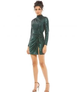 Ieena For Mac Duggal Shop For High Neck Disco Stretch Mini Dress