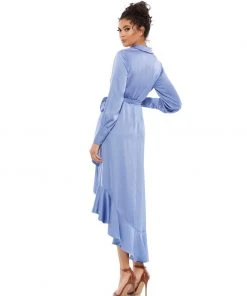 Ieena For Mac Duggal Long Sleeve Faux Wrap Midi Dress Shop For
