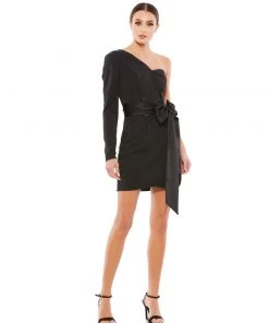 Ieena For Mac Duggal Shop For One Shoulder Tie Waist Tuxedo Dress