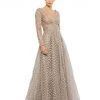 Mac Duggal Long Sleeve Chevron Embroidered Gown Shop For