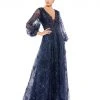 Mac Duggal Shop For Embellished Plunge Neck Puff Sleeve A-Line Gown