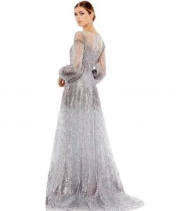 Mac Duggal Embellished Long Sleeve Illusion A Line Gown Shop For