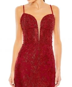 Mac Duggal Embellished Plunge Neck Illusion Mermaid Gown Shop For