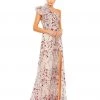 Mac Duggal Embellished Ruffled One Shoulder A Line Gown