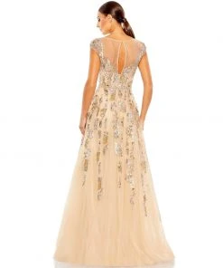 Mac Duggal Embellished Long Sleeve Drop Shoulder A Line Gown