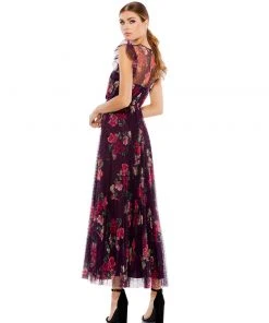 Ieena For Mac Duggal Shop For Floral Flutter Sleeve Midi Dress