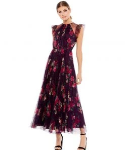 Ieena For Mac Duggal Shop For Floral Flutter Sleeve Midi Dress