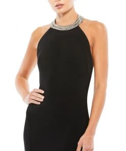 Ieena For Mac Duggal Shop For Beaded Halter Jersey Evening Gown