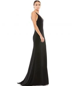 Ieena For Mac Duggal Plunge Neck High Slit Gown Shop For
