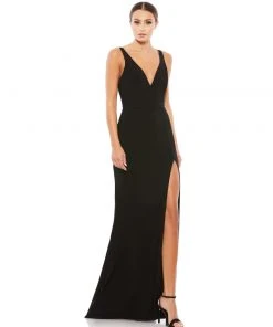 Ieena For Mac Duggal Plunge Neck High Slit Gown Shop For