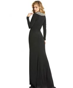 Ieena For Mac Duggal Embellished Collar Jersey Gown