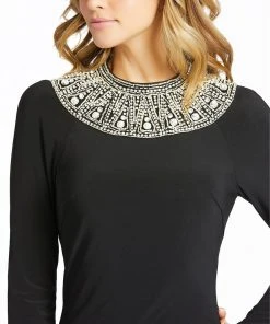 Ieena For Mac Duggal Embellished Collar Jersey Gown