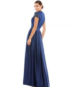 Ieena For Mac Duggal Elegant Hand-Beaded Cap Sleeve A-Line Gown Shop For