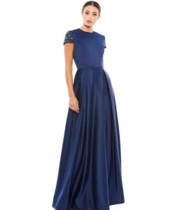 Ieena For Mac Duggal Elegant Hand-Beaded Cap Sleeve A-Line Gown Shop For