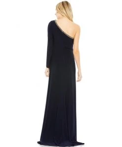 Mac Duggal Draped One Sleeve Jesery Gown