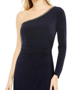 Mac Duggal Draped One Sleeve Jesery Gown