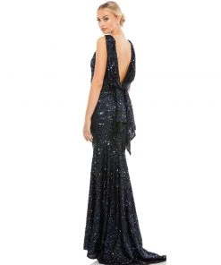 Ieena For Mac Duggal Cowl Back Boat Neck Sequined Evening Gown Shop For 12 Ieena For Mac Duggal Cowl Back Boat Neck Sequined Evening Gown Shop For