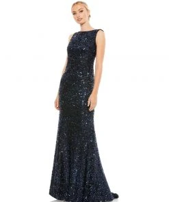 Ieena For Mac Duggal Cowl Back Boat Neck Sequined Evening Gown Shop For 11 Ieena For Mac Duggal Cowl Back Boat Neck Sequined Evening Gown Shop For