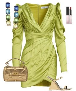 Ieena For Mac Duggal Ruched Satin Puff Sleeve Cocktail Dress