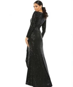 Ieena For Mac Duggal Sequin Wrap Evening Gown