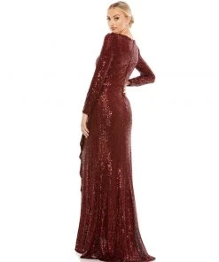Ieena For Mac Duggal Sequin Wrap Evening Gown