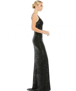 Ieena For Mac Duggal Fully Sequined Scoop Back Gown