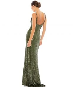 Ieena For Mac Duggal Fully Sequined Scoop Back Gown