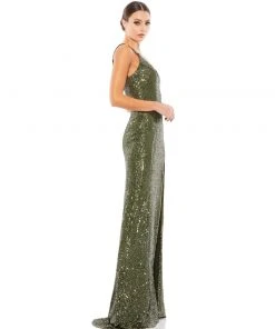 Ieena For Mac Duggal Fully Sequined Scoop Back Gown