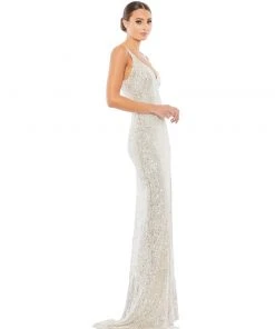 Ieena For Mac Duggal Fully Sequined Scoop Back Gown