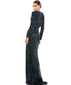 Ieena For Mac Duggal Long Sleeve Sequined Gown Shop For