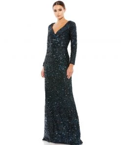 Ieena For Mac Duggal Long Sleeve Sequined Gown Shop For