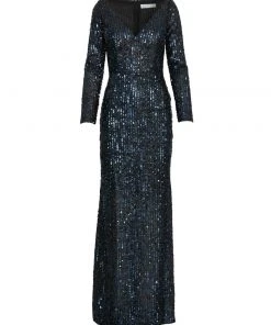 Ieena For Mac Duggal Long Sleeve Sequined Gown Shop For