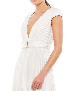 Ieena For Mac Duggal Pleated Cap Sleeve Belted A-Line Midi Dress 17 Ieena For Mac Duggal Pleated Cap Sleeve Belted A-Line Midi Dress