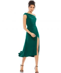 Ieena For Mac Duggal Ruched Off-The-Shoulder Midi Dress Shop For