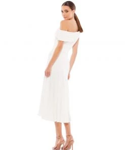 Ieena For Mac Duggal Ruched Off-The-Shoulder Midi Dress Shop For