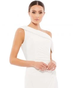 Ieena For Mac Duggal Ruched Off-The-Shoulder Midi Dress Shop For