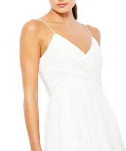 Ieena For Mac Duggal Ruched V-Neck Chiffon Pleated Midi Dress 11 Ieena For Mac Duggal Ruched V-Neck Chiffon Pleated Midi Dress