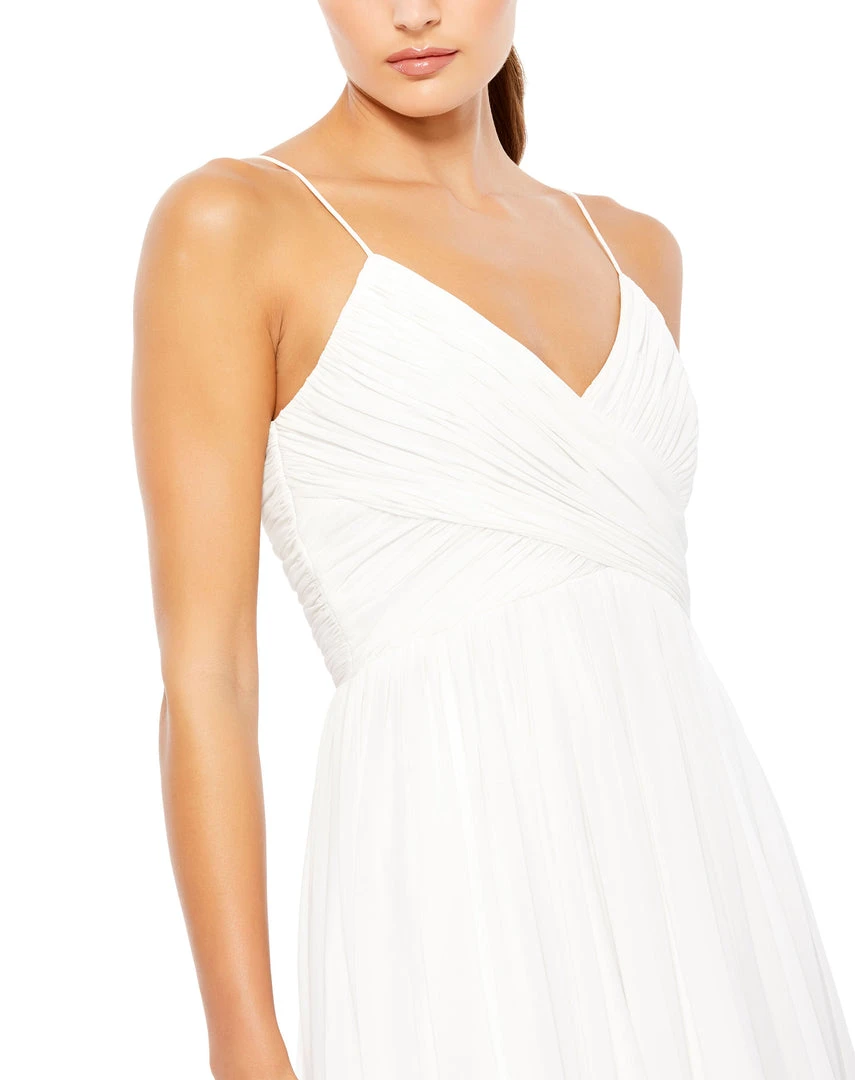 Ieena For Mac Duggal Ruched V-Neck Chiffon Pleated Midi Dress 6 Ieena For Mac Duggal Ruched V-Neck Chiffon Pleated Midi Dress